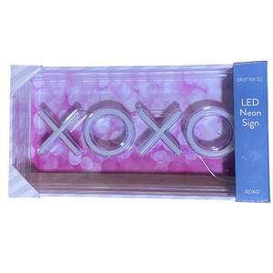 Elements LED Neon Hug Kiss XOXO Hot Pink Light-Up Sign Clear Acrylic New